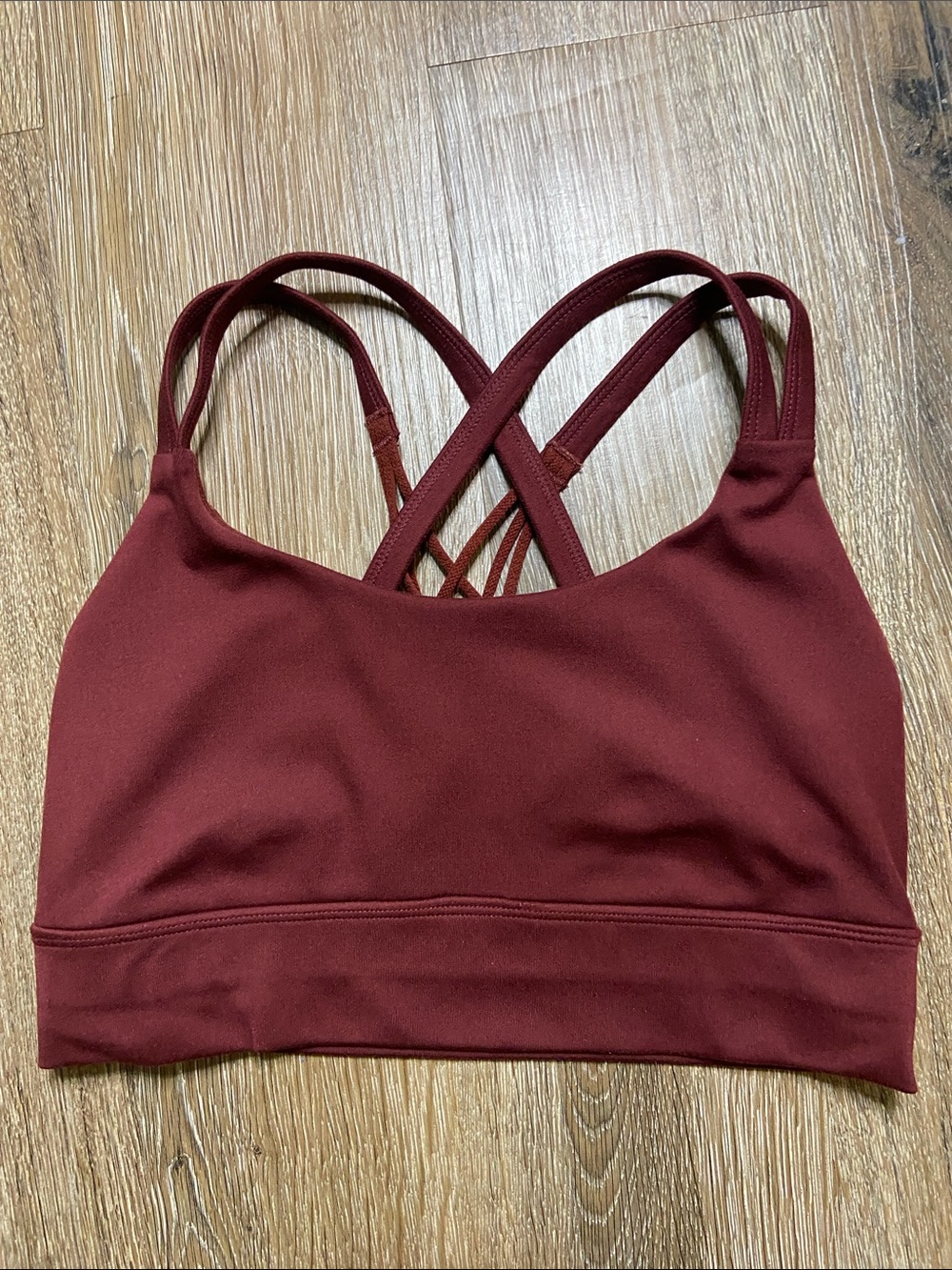 Crisscross Strappy Sports Bra - Burgundy